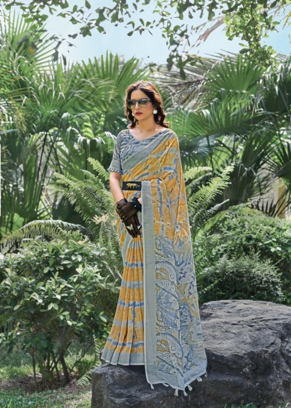 Digital Mount Cottage 1 Floral Printed Linen Saree Collection